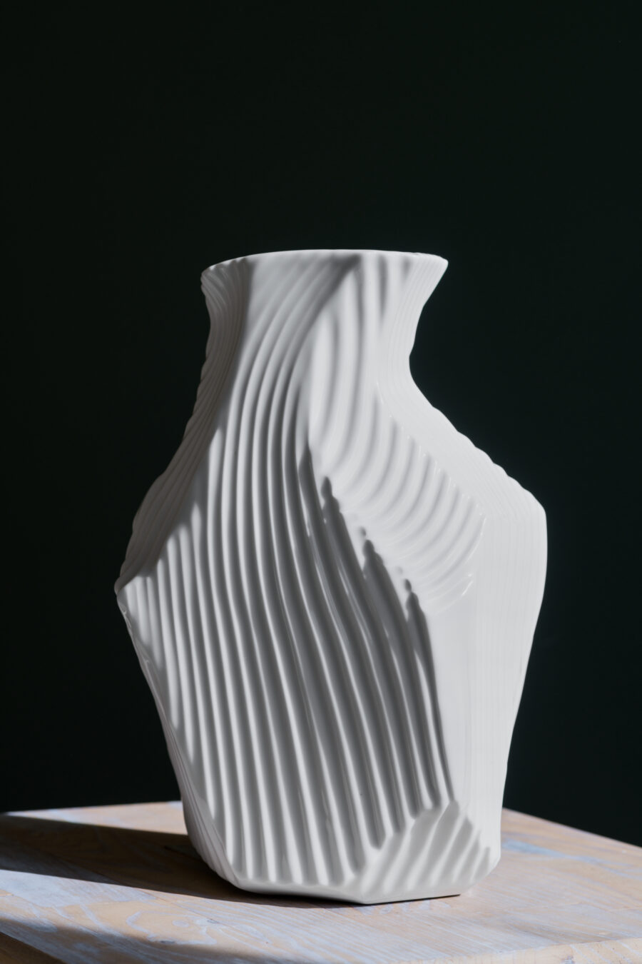Cutted Classic white porcelain vase